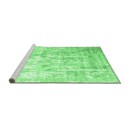 Sideview of Machine Washable Abstract Emerald Green Contemporary Area Rugs, wshcon2262emgrn