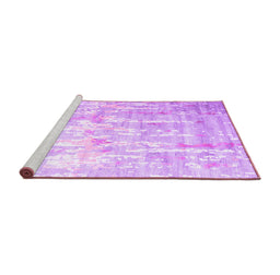 Sideview of Machine Washable Abstract Purple Contemporary Area Rugs, wshcon2262pur