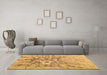 Machine Washable Abstract Brown Contemporary Rug in a Living Room,, wshcon2263brn