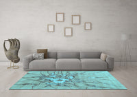 Machine Washable Abstract Light Blue Contemporary Rug, wshcon2263lblu