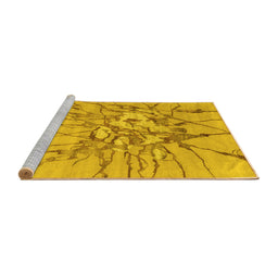 Sideview of Machine Washable Abstract Yellow Contemporary Rug, wshcon2263yw