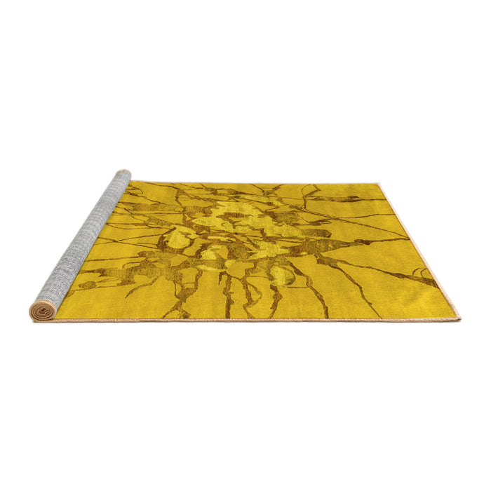 Sideview of Machine Washable Abstract Yellow Contemporary Rug, wshcon2263yw