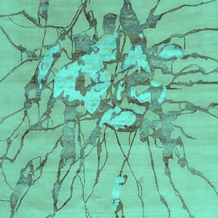 Machine Washable Abstract Turquoise Contemporary Area Rugs, wshcon2263turq