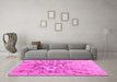 Machine Washable Abstract Pink Contemporary Rug in a Living Room, wshcon2263pnk