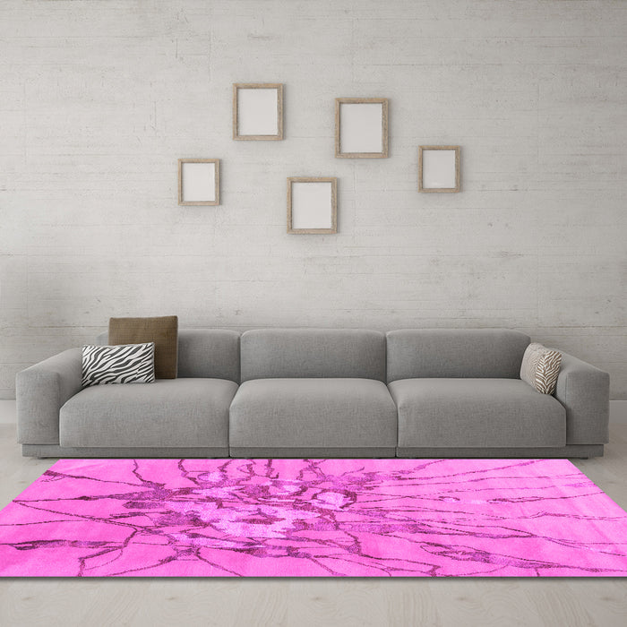 Machine Washable Abstract Pink Contemporary Rug in a Living Room, wshcon2263pnk