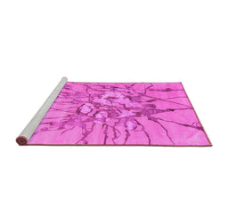 Sideview of Machine Washable Abstract Pink Contemporary Rug, wshcon2263pnk
