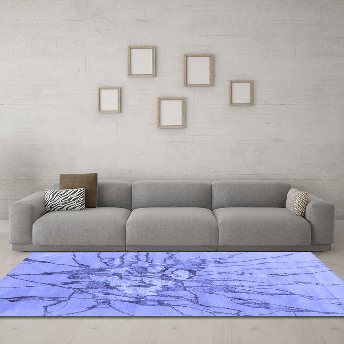 Machine Washable Abstract Blue Contemporary Rug in a Living Room, wshcon2263blu