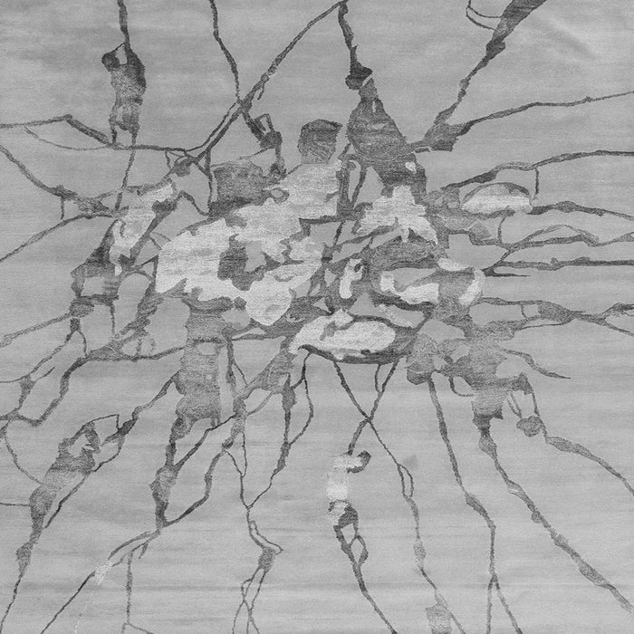 Round Machine Washable Abstract Gray Contemporary Rug, wshcon2263gry