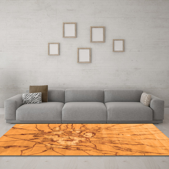 Machine Washable Abstract Orange Contemporary Area Rugs in a Living Room, wshcon2263org