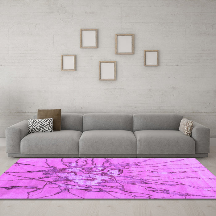 Machine Washable Abstract Purple Contemporary Area Rugs in a Living Room, wshcon2263pur