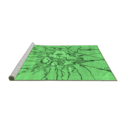 Sideview of Machine Washable Abstract Emerald Green Contemporary Area Rugs, wshcon2263emgrn