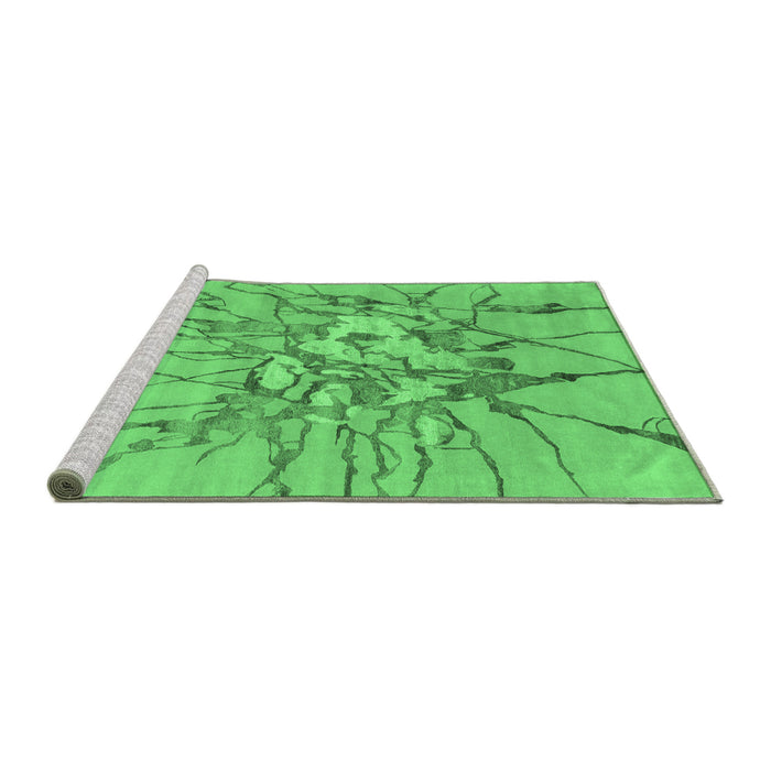 Sideview of Machine Washable Abstract Emerald Green Contemporary Area Rugs, wshcon2263emgrn