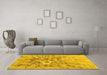 Machine Washable Abstract Yellow Contemporary Rug in a Living Room, wshcon2263yw