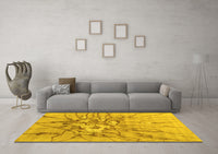 Machine Washable Abstract Yellow Contemporary Rug, wshcon2263yw