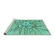 Sideview of Machine Washable Abstract Turquoise Contemporary Area Rugs, wshcon2263turq