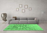 Machine Washable Abstract Emerald Green Contemporary Rug, wshcon2263emgrn