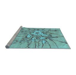 Sideview of Machine Washable Abstract Light Blue Contemporary Rug, wshcon2263lblu