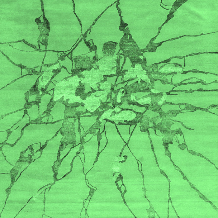 Square Machine Washable Abstract Emerald Green Contemporary Area Rugs, wshcon2263emgrn