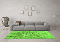 Machine Washable Abstract Green Contemporary Rug, wshcon2263grn