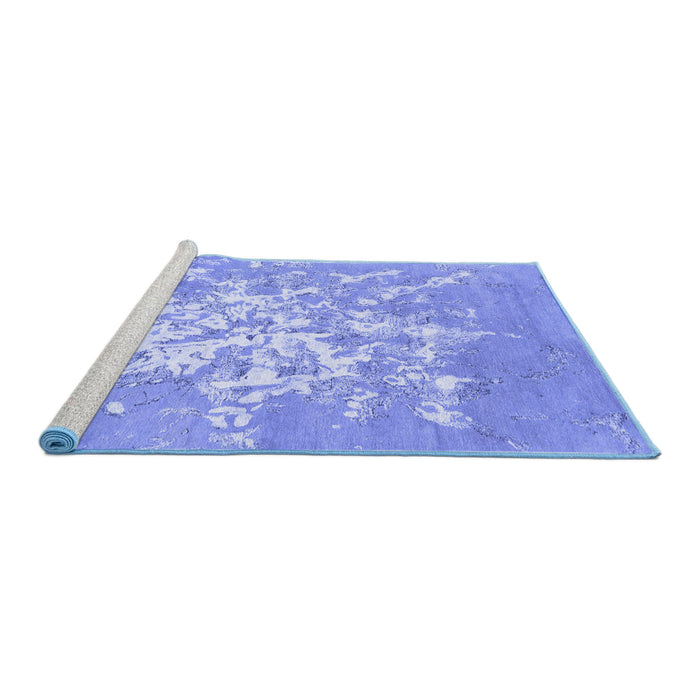 Sideview of Machine Washable Abstract Blue Contemporary Rug, wshcon2264blu