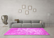 Machine Washable Abstract Pink Contemporary Rug in a Living Room, wshcon2264pnk