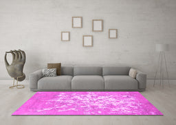 Machine Washable Abstract Pink Contemporary Rug in a Living Room, wshcon2264pnk