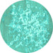 Round Machine Washable Abstract Turquoise Contemporary Area Rugs, wshcon2264turq