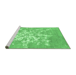 Sideview of Machine Washable Abstract Emerald Green Contemporary Area Rugs, wshcon2264emgrn
