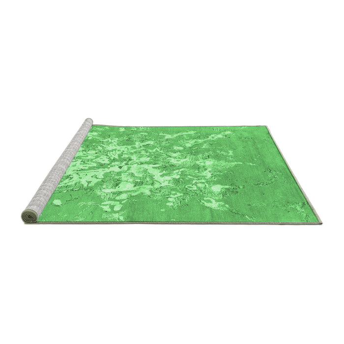 Sideview of Machine Washable Abstract Emerald Green Contemporary Area Rugs, wshcon2264emgrn
