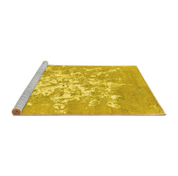 Sideview of Machine Washable Abstract Yellow Contemporary Rug, wshcon2264yw