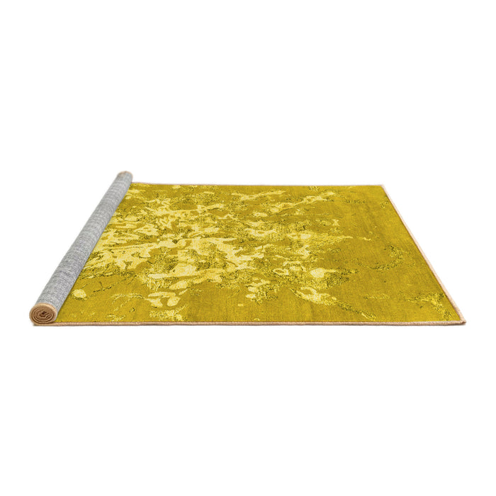 Sideview of Machine Washable Abstract Yellow Contemporary Rug, wshcon2264yw