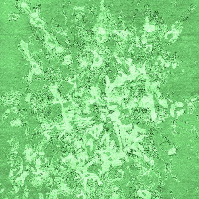 Machine Washable Abstract Emerald Green Contemporary Area Rugs, wshcon2264emgrn