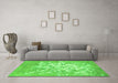 Machine Washable Abstract Green Contemporary Area Rugs in a Living Room,, wshcon2264grn