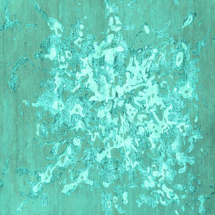 Square Machine Washable Abstract Turquoise Contemporary Area Rugs, wshcon2264turq
