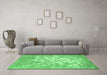 Machine Washable Abstract Emerald Green Contemporary Area Rugs in a Living Room,, wshcon2264emgrn