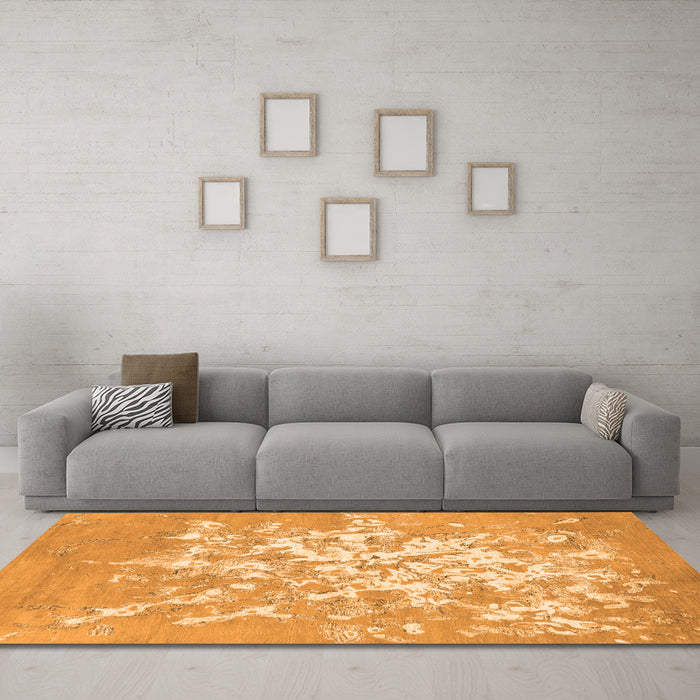 Machine Washable Abstract Orange Contemporary Area Rugs in a Living Room, wshcon2264org