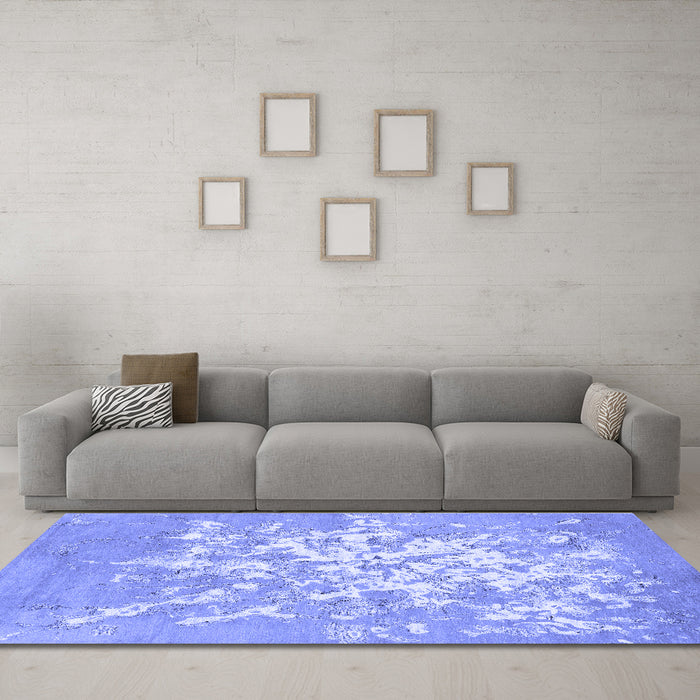 Machine Washable Abstract Blue Contemporary Rug in a Living Room, wshcon2264blu