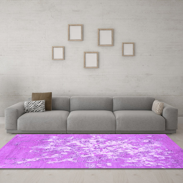 Machine Washable Abstract Purple Contemporary Area Rugs in a Living Room, wshcon2264pur