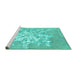 Sideview of Machine Washable Abstract Turquoise Contemporary Area Rugs, wshcon2264turq