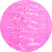 Round Machine Washable Solid Pink Modern Rug, wshcon2265pnk