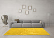 Machine Washable Solid Yellow Modern Rug in a Living Room, wshcon2265yw