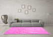 Machine Washable Solid Pink Modern Rug in a Living Room, wshcon2265pnk