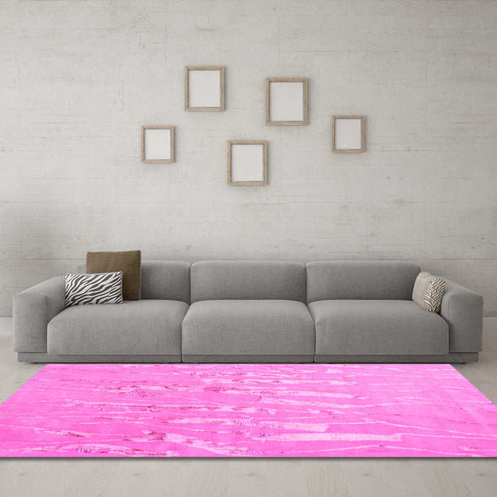 Machine Washable Solid Pink Modern Rug in a Living Room, wshcon2265pnk