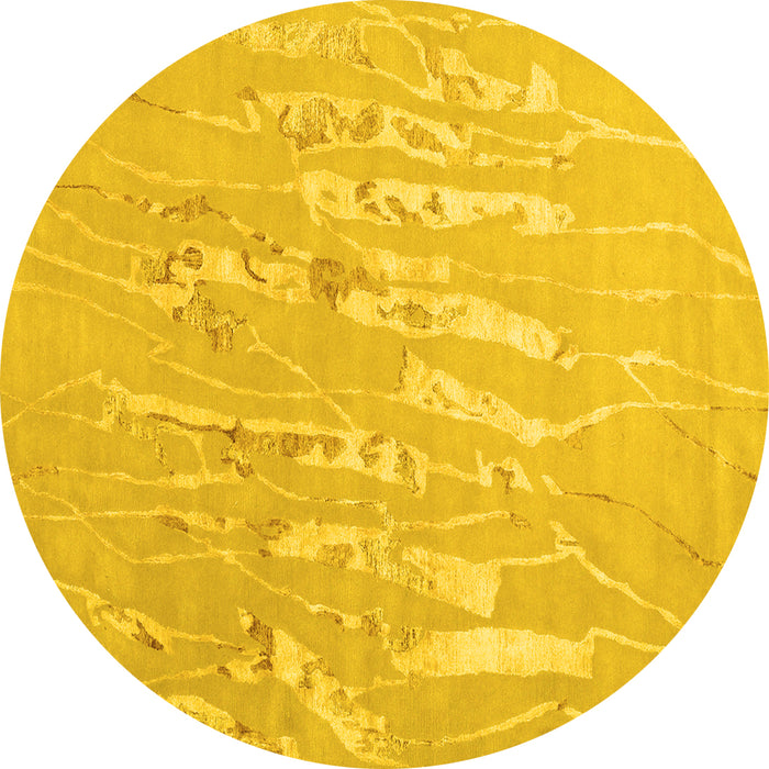 Round Solid Yellow Modern Rug, con2265yw