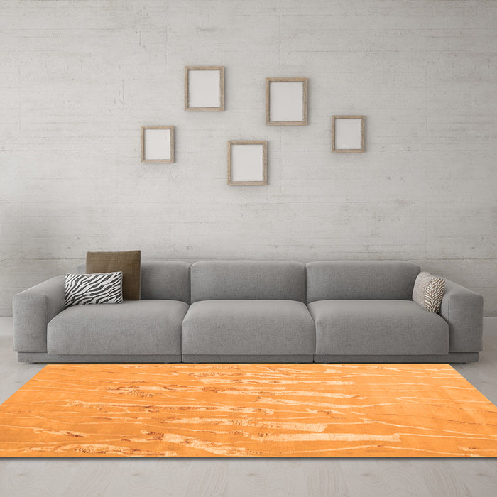 Machine Washable Solid Orange Modern Area Rugs in a Living Room, wshcon2265org
