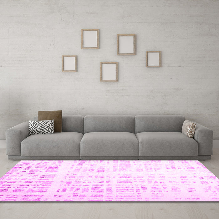 Machine Washable Solid Pink Modern Rug in a Living Room, wshcon2266pnk