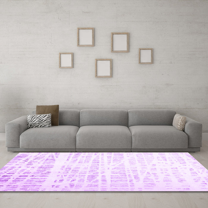 Machine Washable Solid Purple Modern Area Rugs in a Living Room, wshcon2266pur