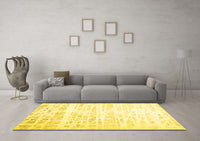 Machine Washable Solid Yellow Modern Rug, wshcon2266yw