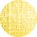 Round Machine Washable Solid Yellow Modern Rug, wshcon2266yw