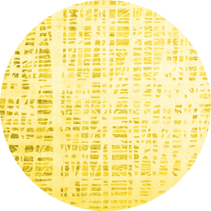 Round Solid Yellow Modern Rug, con2266yw